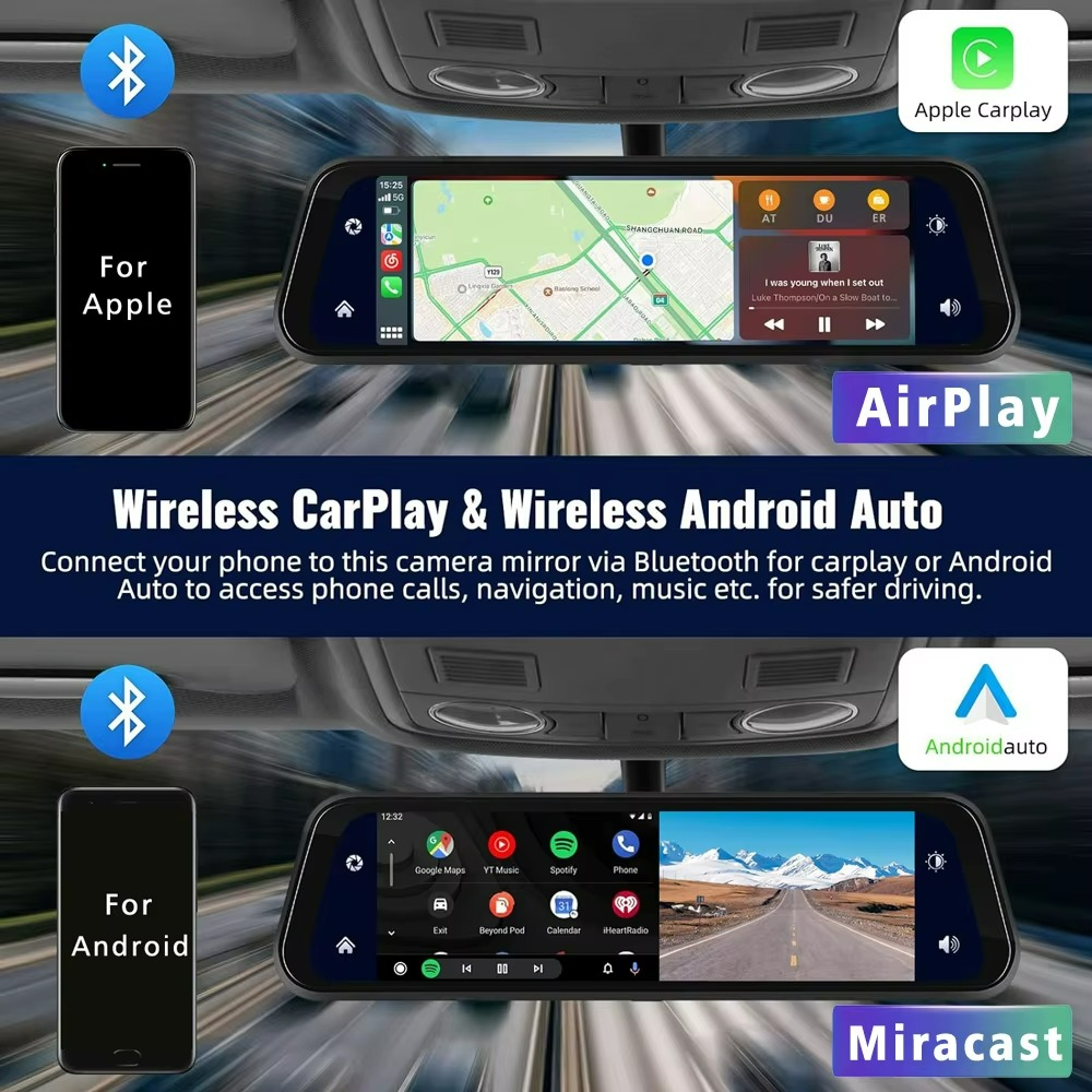 Mirror Dashcam with android car play