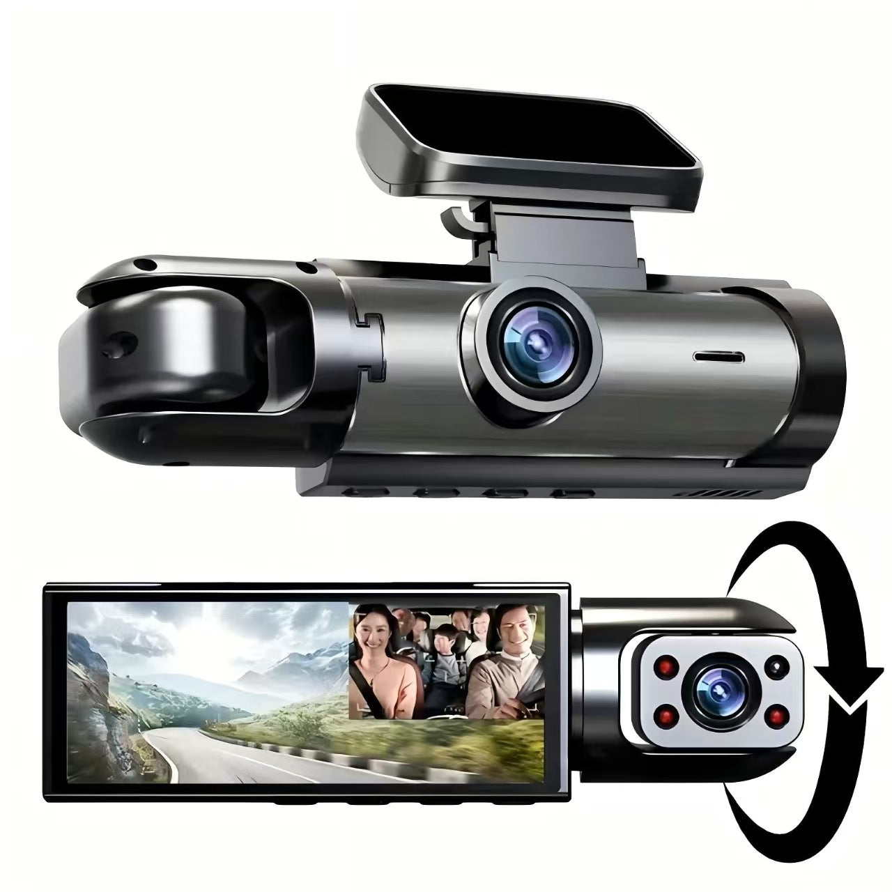 Dual Lens Dash Cam — Front & Cabin, Recorded Together