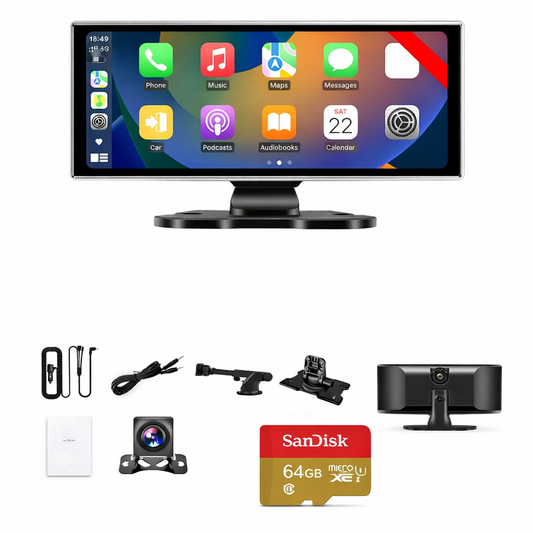 11.26” Wireless CarPlay & Android Auto Display – 4K Dash Cam + 1080P Rear Camera, GPS, Bluetooth, Voice Control, Mirror Link