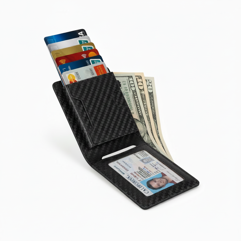 HEYJET Travel Wallet open with cards, cash storage and ID window