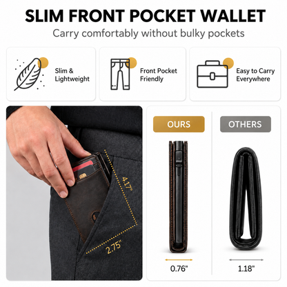 Men's RFID Pop-Up Wallet- Slim Minimalist Card  Holder With Cash Pocket & ID Window