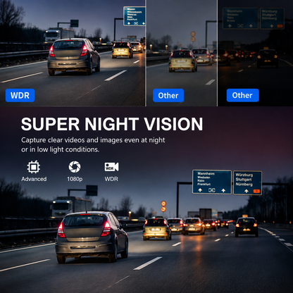 4-Channel 360° Dash Cam with Night Vision, Hardwire Kit included
