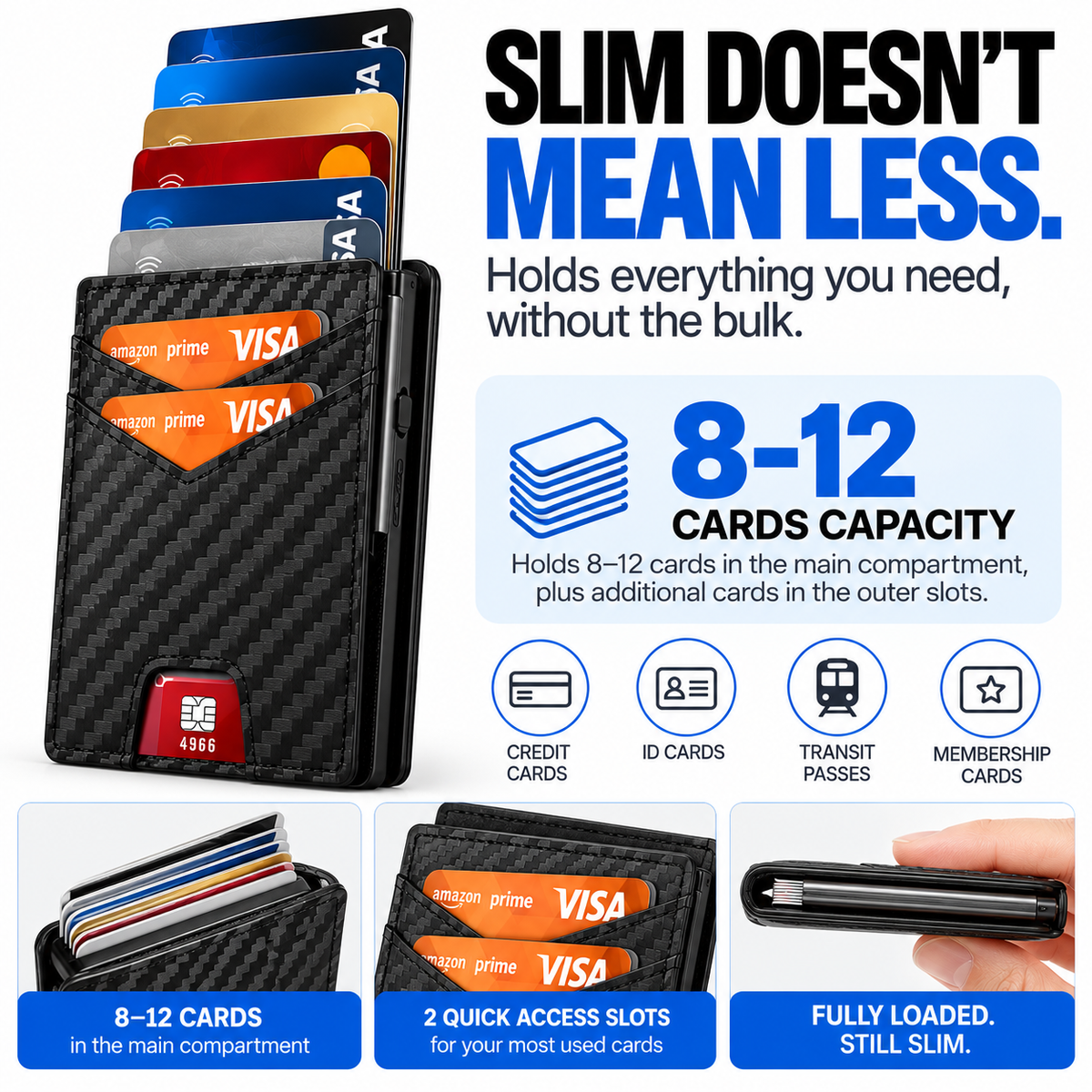 Men's RFID Pop-Up Wallet- Slim Minimalist Card  Holder With Cash Pocket & ID Window