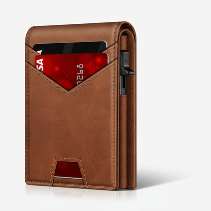 Men's RFID Pop-Up Wallet- Slim Minimalist Card  Holder With Cash Pocket & ID Window