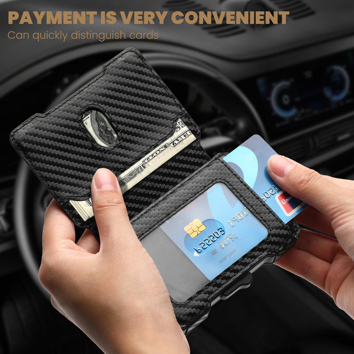 Men’s Slim RFID Wallet with Pop-Up Card Holder & Cash Compartment