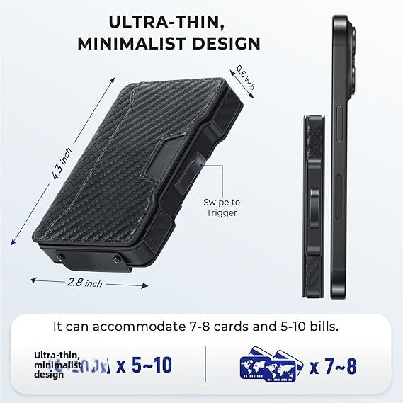 Men’s Slim RFID Wallet with Pop-Up Card Holder & Cash Compartment