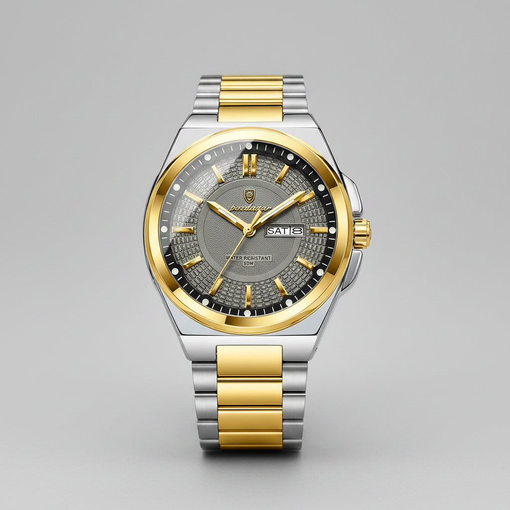Jet Quartz Mens Stainless Steel Watch