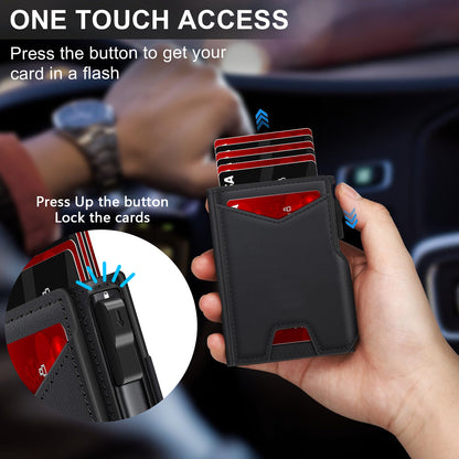 RFID Blocking Wallet for Men – Slim Card Holder with ID Window & Cash Strap, Minimalist Front Pocket Travel Wallet
