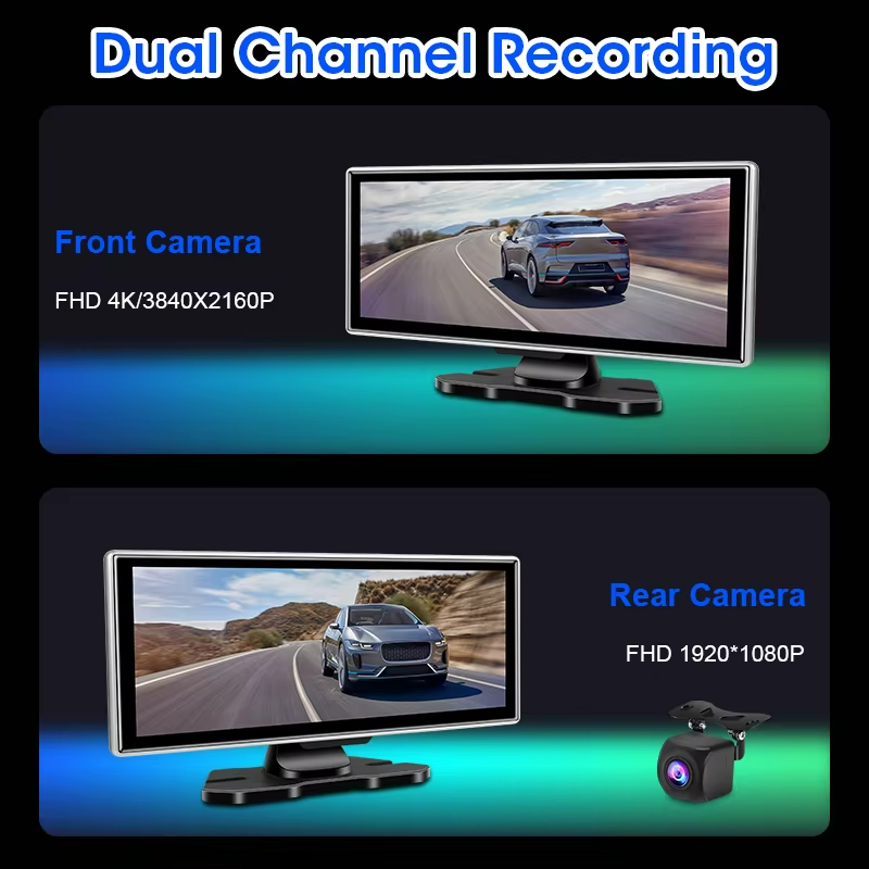 11.26” Wireless CarPlay & Android Auto Display – 4K Dash Cam + 1080P Rear Camera, GPS, Bluetooth, Voice Control, Mirror Link