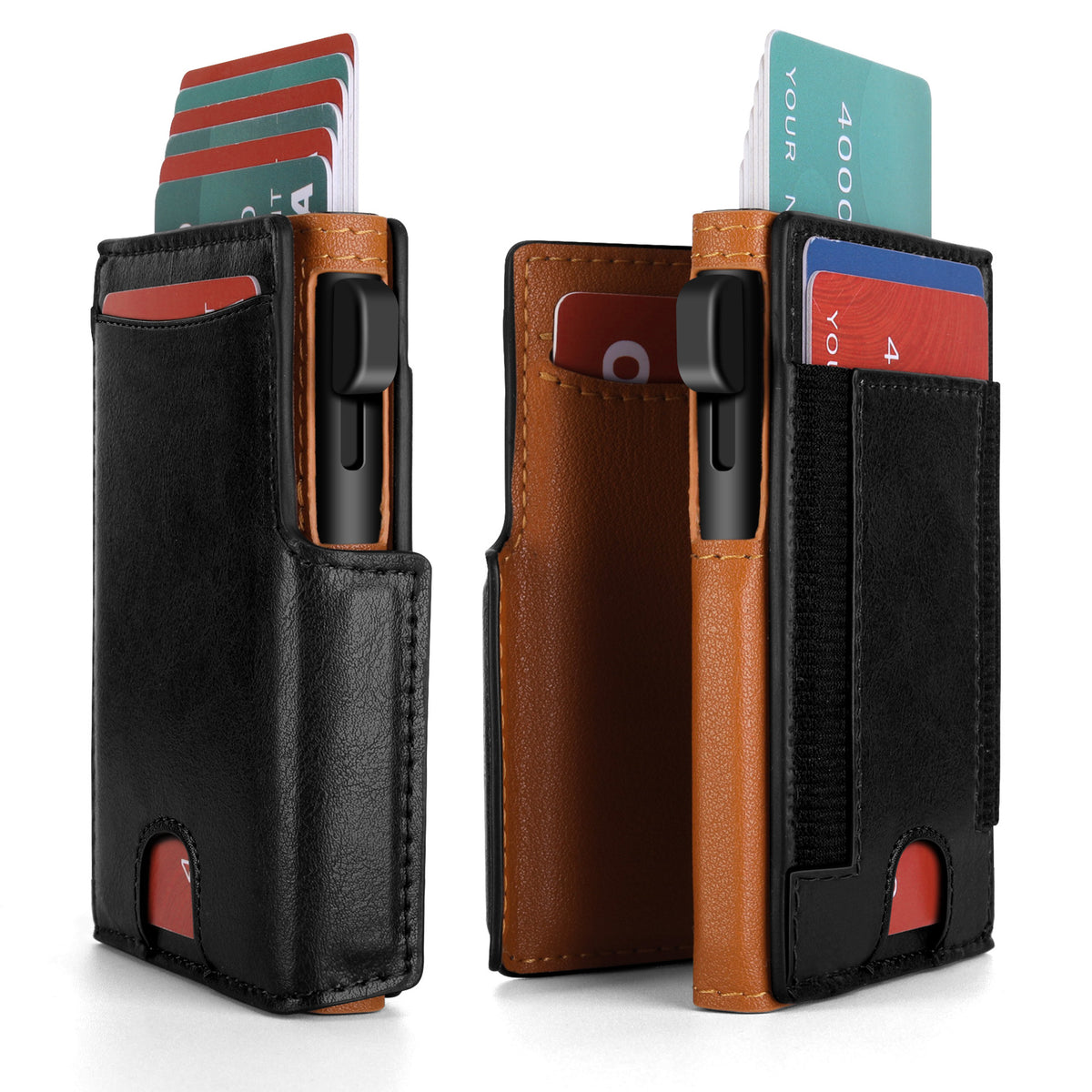 RFID Blocking Wallet for Men – Slim Card Holder with ID Window & Cash Strap, Minimalist Front Pocket Travel Wallet