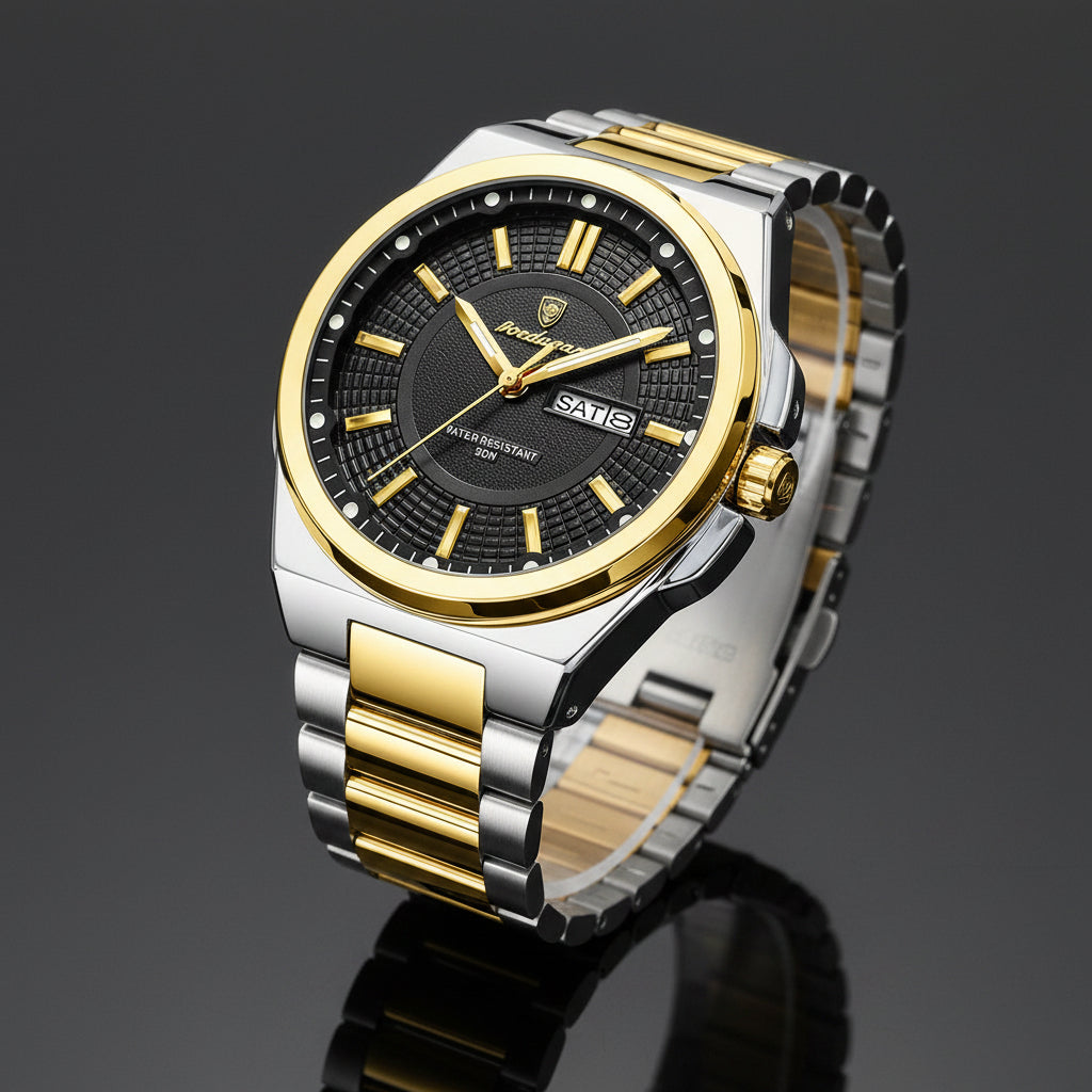Jet Quartz Mens Stainless Steel Watch