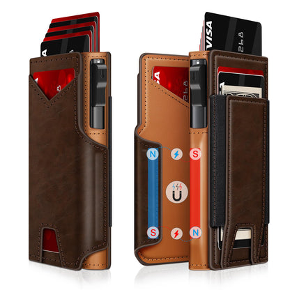 RFID Blocking Wallet for Men – Slim Card Holder with ID Window & Cash Strap, Minimalist Front Pocket Travel Wallet