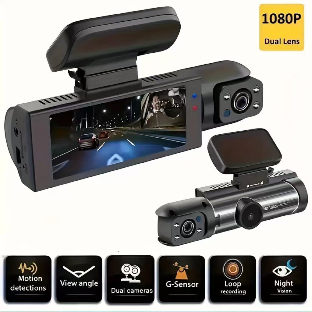 Dual Lens Dash Cam — Front & Cabin, Recorded Together