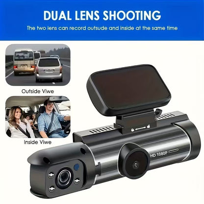 Dual Lens Dash Cam — Front & Cabin, Recorded Together