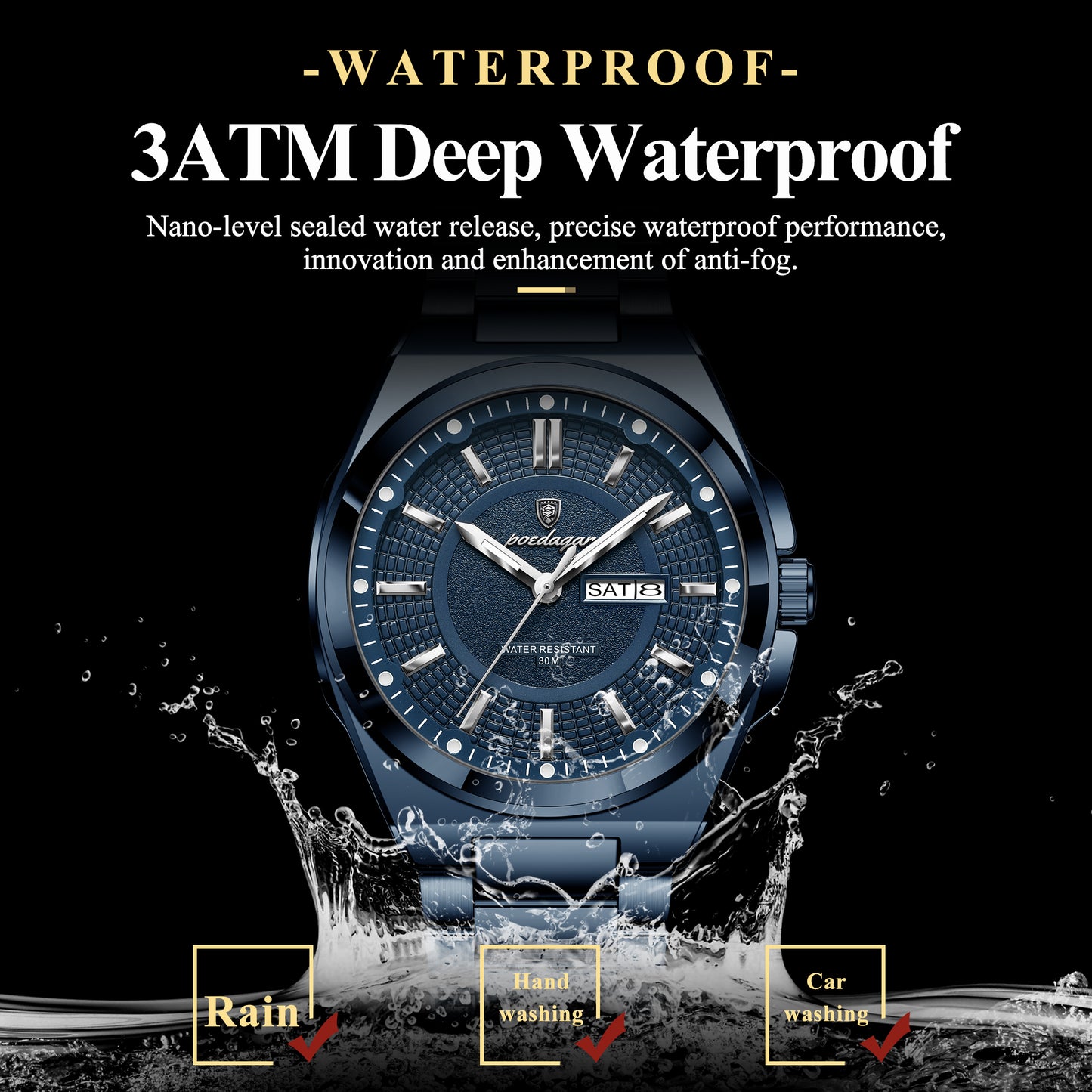 Jet Quartz Mens Stainless Steel Watch