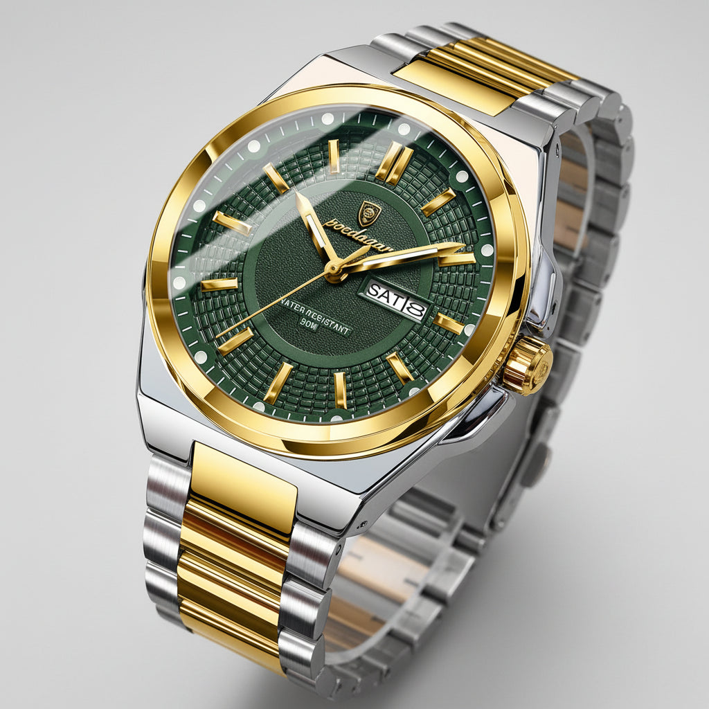 Jet Quartz Mens Stainless Steel Watch