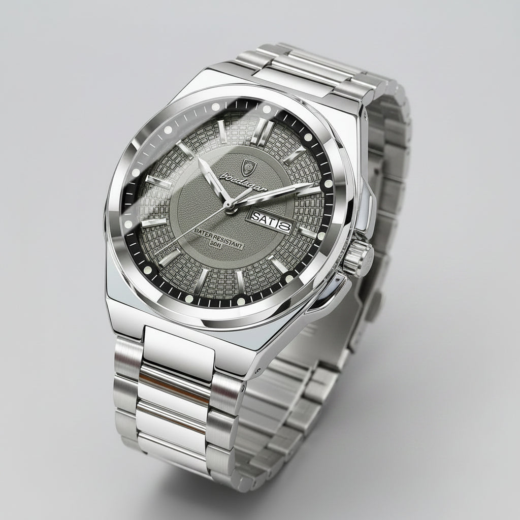 Jet Quartz Mens Stainless Steel Watch