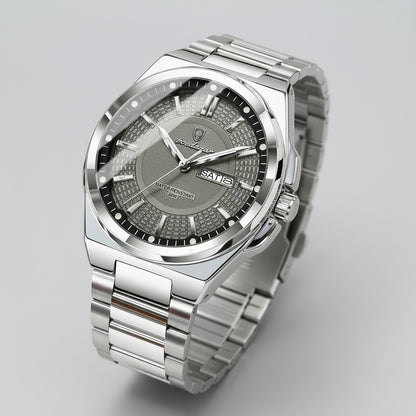 Jet Quartz Mens Stainless Steel Watch
