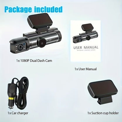 Dual Lens Dash Cam — Front & Cabin, Recorded Together