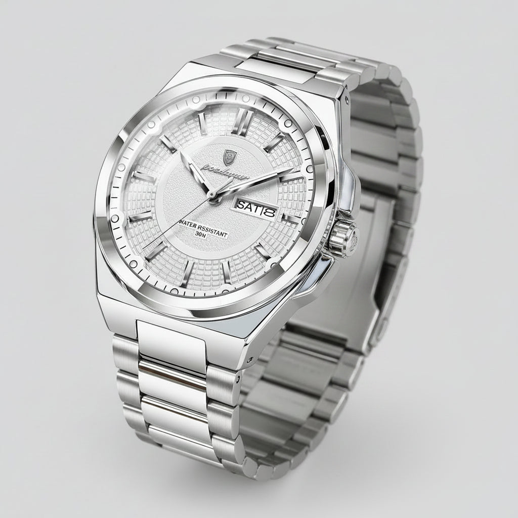 Jet Quartz Mens Stainless Steel Watch