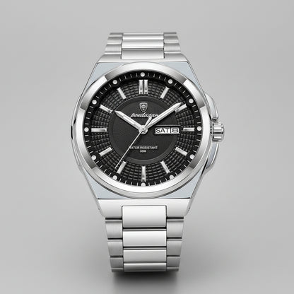 Jet Quartz Mens Stainless Steel Watch