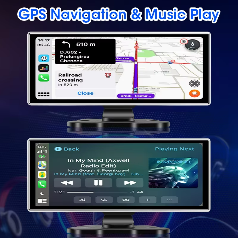 11.26” Wireless CarPlay & Android Auto Display – 4K Dash Cam + 1080P Rear Camera, GPS, Bluetooth, Voice Control, Mirror Link