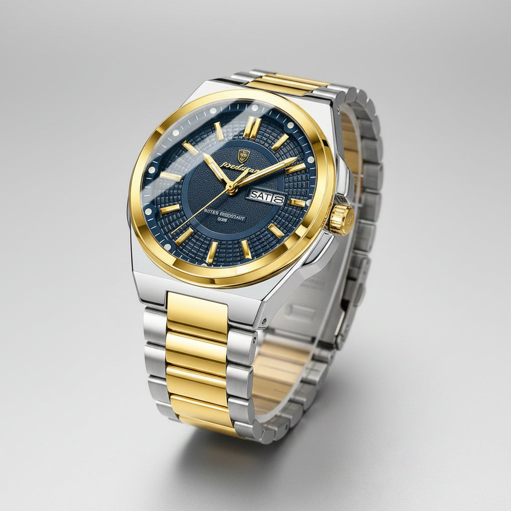 Jet Quartz Mens Stainless Steel Watch