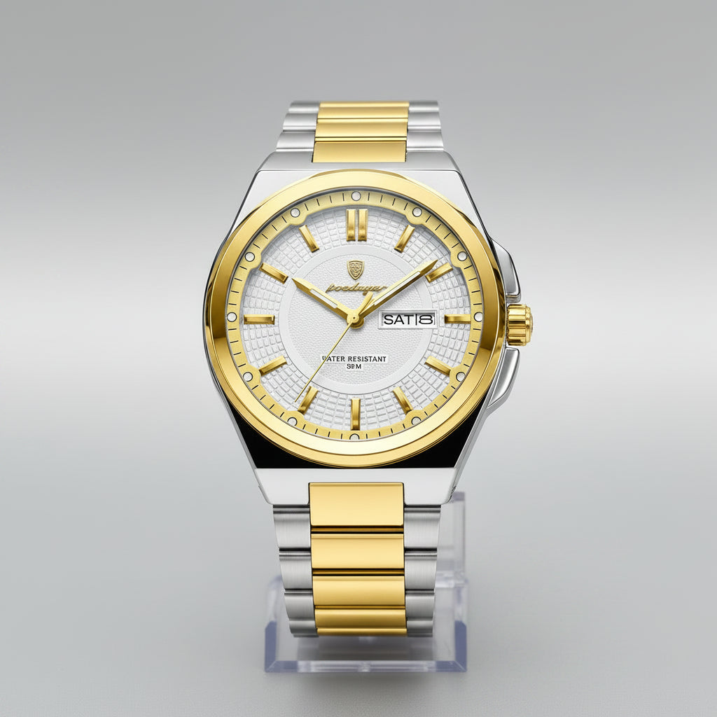 Jet Quartz Mens Stainless Steel Watch